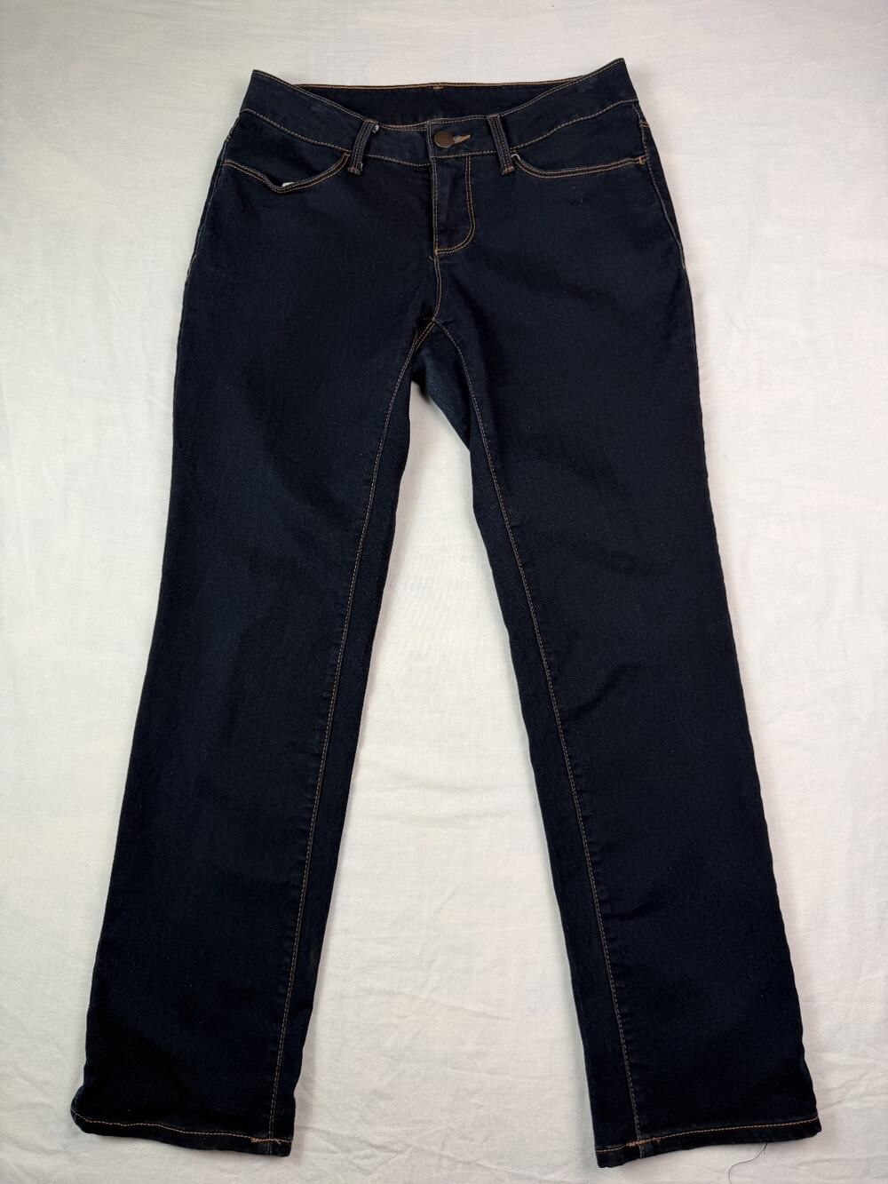 Faded Glory Women's Dark Wash Straight Leg Jeans Size 8 Petite Stretch Denim